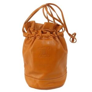 Vintage Celine Triomphe Caramel Soft Leather Bucket Bag - Crossbody/Shoulder